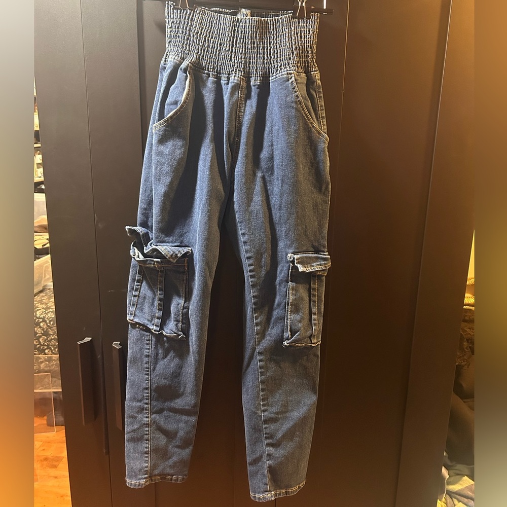Women's Blue Cargo Jeggings